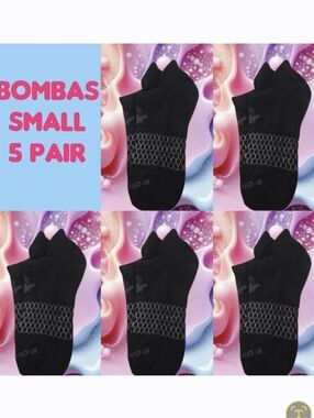 Bombas Ankle Socks Small 5 Pair Womens Honeycomb Black/Grey BNWT